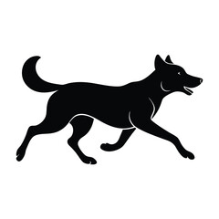 Dog in Motion with Flapping Ears Silhouette Isolated