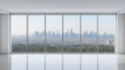 Fototapeta premium City view blurred background. Office and window view background, Bokeh and copy space