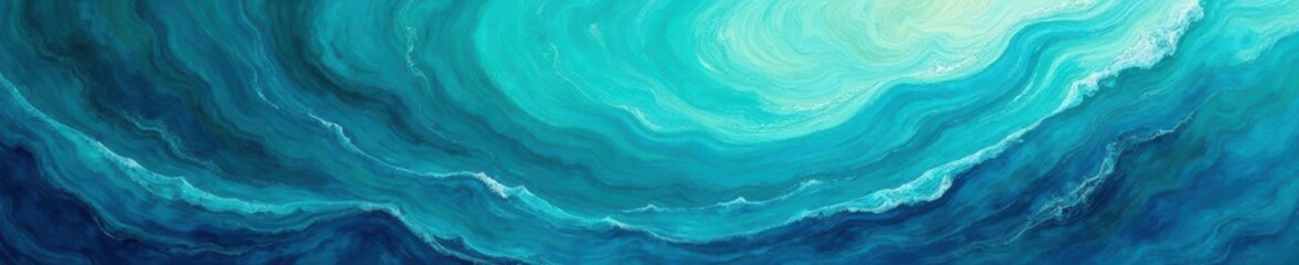 Obraz premium Swirling blues and greens, textured brushstrokes evoke ocean depths, vibrant, brush, abstract