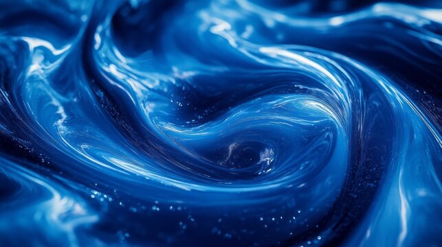 Fluid shades of blue merge and flow in a captivating display, creating dynamic patterns that draw the viewer into an ocean of calm and visual intrigue