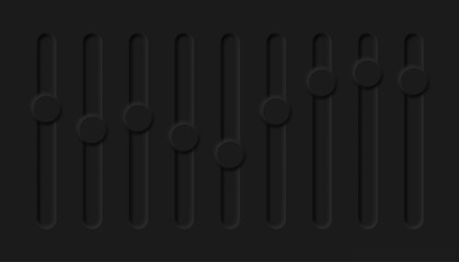 Set of black control button neumorphic design