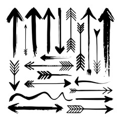 A symmetrical grid of hand-drawn arrows with a grunge aesthetic. Great for visual guides and compositions.