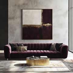 An elegant modern sofa and painting in a modern space