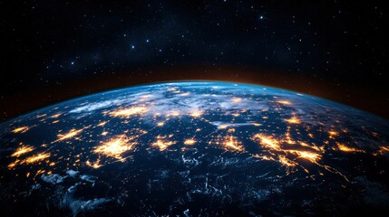 Obraz premium Earth at night, illuminated by city lights