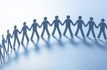 Paper people standing together