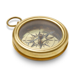 Vintage compass on white background
