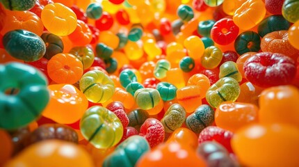 A Vibrant Explosion Of Juicy, Colorful Candies, A Delightful Treat For The Eyes, Showcasing A Sweet And Tempting Array Of Fruity Delights In A Dazzling Close-up