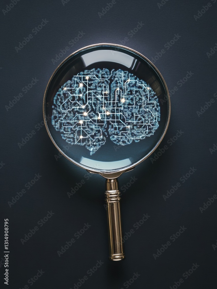 Aufkleber Examining transparency in artificial intelligence through a magnified view of a digital brain network
