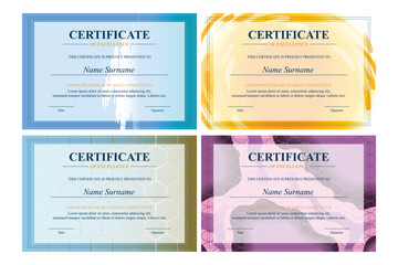 Naklejka premium Four Excellence Certificates Digital Design, Award, Backgrounds