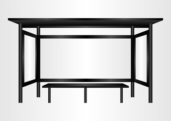 Blank Billboard at Bus Stop or Bus Station. Vector Illustration. 