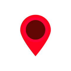 Fototapeta premium Bold red location pin icon that signifies navigation or position on maps, commonly used digitally.