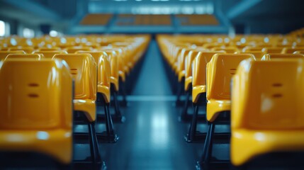Obraz premium Empty stadium seats, perspective view