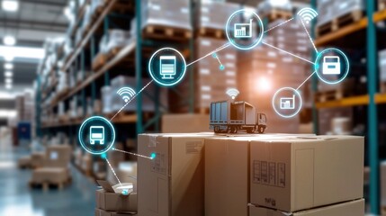 An advanced automated warehouse facility with smart logistics systems integrated inventory management and data driven optimization for efficient supply chain and goods distribution