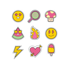 cute emoji emoticon elements vector