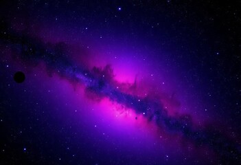 Fototapeta premium Close-up of purple nebula, sparkling stardust, Milky Way, distant planet, light, science