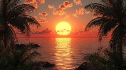 Tropical Sunset Beach Scene (1)