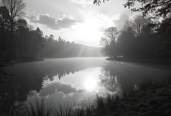 Fototapeta premium Traditional Lake with Celtic knots during filtered light