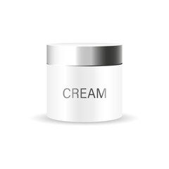 Cream jar, cosmetics icon on white background. 3d illustration