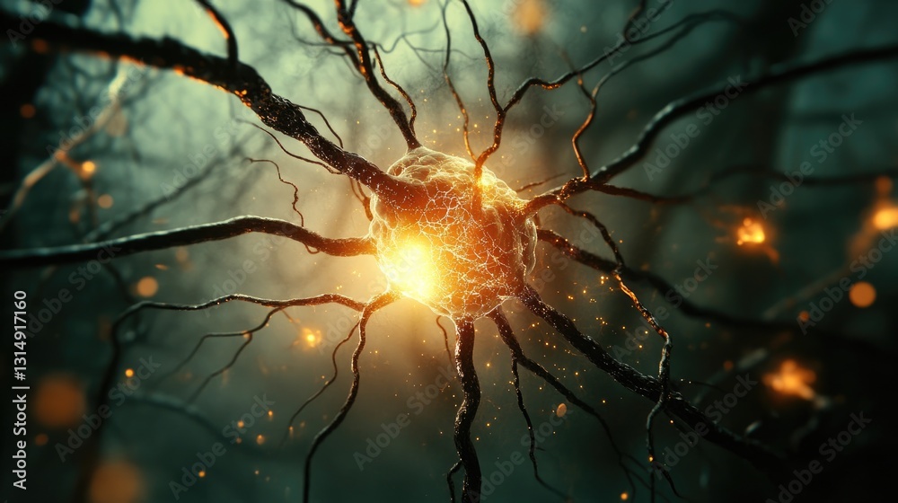 Poster abstract ai-driven network visualization with neural pathways and deep learning nodes.