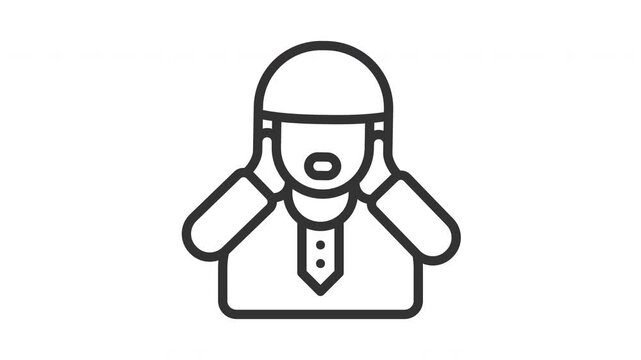 Animated adzan with people moslem sign symbol. Suitable for hajj, ramadan, muslim, ramadan, islam, mubarak, kareem, religion, celebration, fasting, culture, religious, moslem and eid mubarak