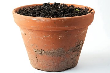 a terracotta pot filled with soil