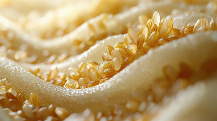 Delicate gold-hued seeds nature close-up macro photography organic environment botanical concept