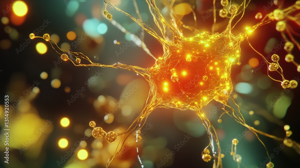 Poster ai-powered network infrastructure with glowing nodes and machine learning elements.