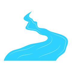 Meandrous river beds in perspective, wobbling river, bending stream or creek, various rivers vector illustration isolated on white