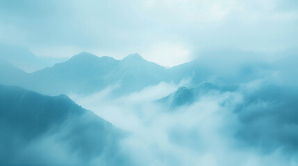 Fototapeta premium Misty sky to icy blue gradient background, fresh and cool.