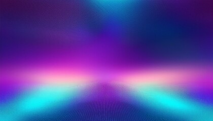 Fototapeta premium blurred cyberpunk or vaporwave neon grainy gradient mesh bg with one point perspective and effect of motion abstract purple and turquoise illustration with overlay grainy texture