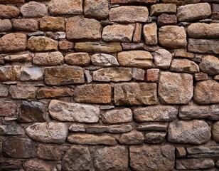 Fototapeta premium rustic old stone wall background with uneven time worn bricks and natural earthy tones