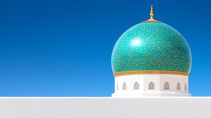 Teal Mosque Dome Under a Vivid Blue Sky