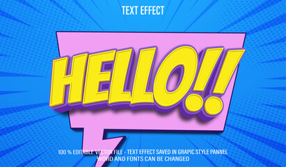 Hello Comic 3d editable text effect style