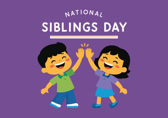 National Siblings Day Vector Designs for Social Media, T-Shirts, Stickers, Posters, Print Cards, and Animated GIFs - Solid Color Illustrations