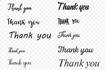 Thank you lettering set . Vector illustration hand drawn.  1176