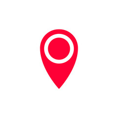 Minimalistic red map pin icon symbolizing location or navigation