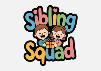 National Siblings Day Vector Designs for Social Media, T-Shirts, Stickers, Posters, Print Cards, and Animated GIFs - Solid Color Illustrations
