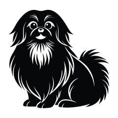 Pekingese with Long Silky Fur Sitting Silhouette for Pet Art