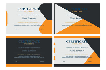 Four Orange-Grey Excellence Certificates