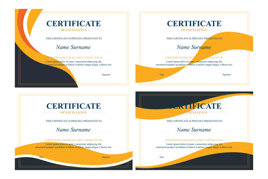 Four Orange/Black Excellence Certificates
