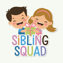 National Siblings Day Vector Designs for Social Media, T-Shirts, Stickers, Posters, Print Cards, and Animated GIFs - Solid Color Illustrations