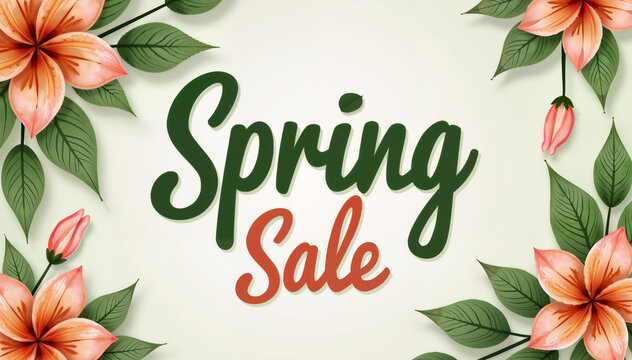 Spring Sale with Peach Flowers