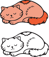 Coloring and Silhouette Cat Vector Art