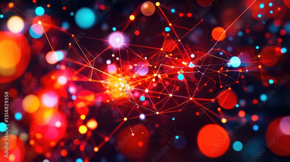 Poster big data visualization with real-time analytics flowing through digital connections.
