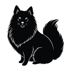 Pomeranian Sitting with Bushy Tail Curled Over Back Silhouette for Pet Stock