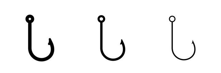 this image shows three distinct fishing hook designs, highlighting their sleek and minimalist form.