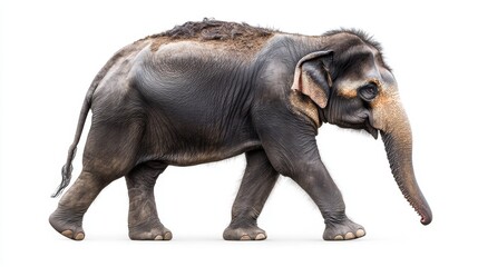 Fototapeta premium Elephant walking slowly in the savanna full body shot wildlife photography natural habitat eye level majestic journey