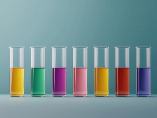 Multicolored chemical reaction inside a test tube, representing biosynthetic processes