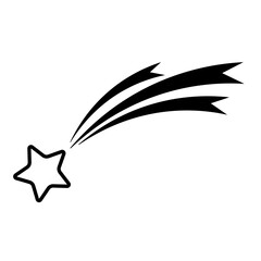 Falling star vector set with different tail. Set of shooting star. Icons of meteorites and comet. Black Shooting star isolated on white background. Graphic illustration for web design