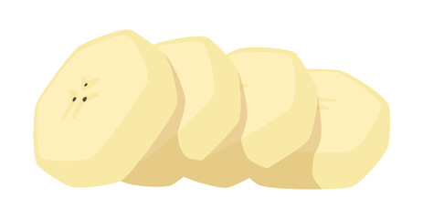 Vector isolated peeled banana slices illustration
